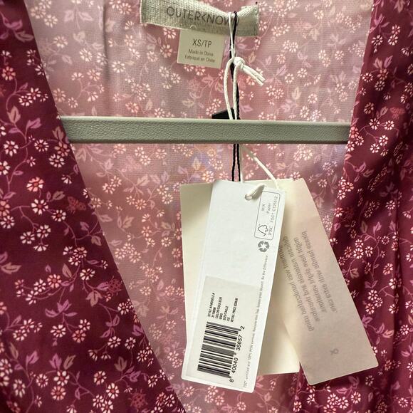 Outerknown Floral Mini Dress Size XS Purple Wine NWT Sustainable Surf Brand - Picture 6 of 7